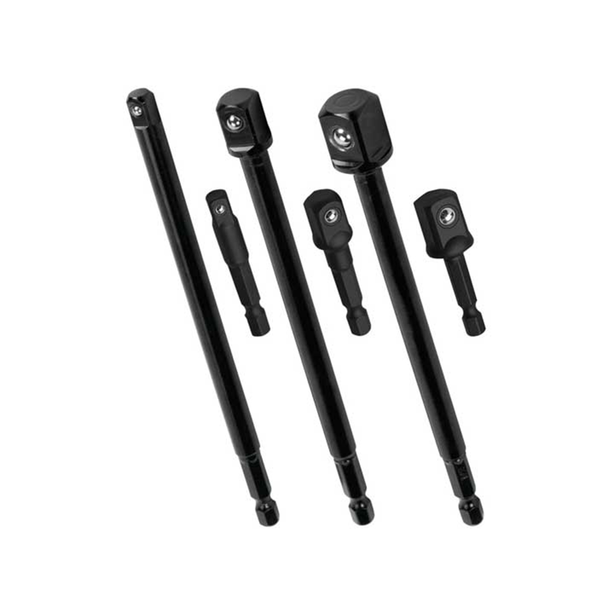 Performance Tool Socket Adapter Set — 6-Piece, 2in. & 6in. Lengths, 1/4in., 3/8in., 1/2in. Drives, Chrome Vanadium Steel, Model# PRTW9032